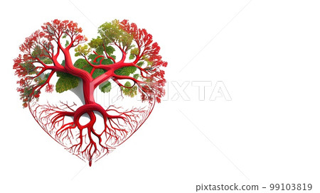 Heart tree illustration isolated on white background with copy space 99103819