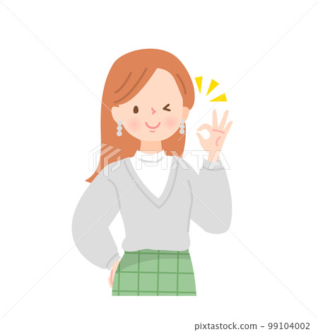 A young woman who makes an OK sign with a smile 99104002