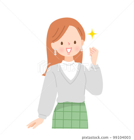 A young woman doing a guts pose with a smile 99104003