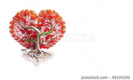 Heart tree illustration isolated on white background with copy space 99104200