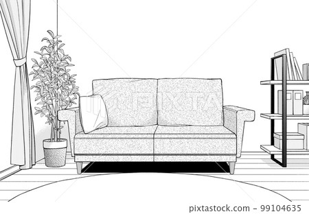 卡通風格鋼筆劃插畫住宅_豪宅房間 99104635