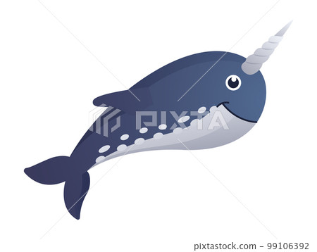 Narwhal cartoon character . Vector . Narwhal cartoon character . Vector . 99106392