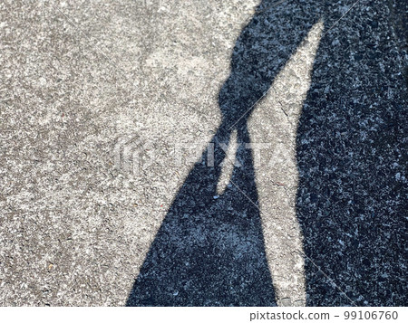 Shadow of a person walking with a shopping bag 99106760