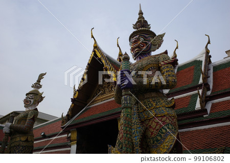 Yak statue inside Wat Phra Kaew, Thailand 99106802