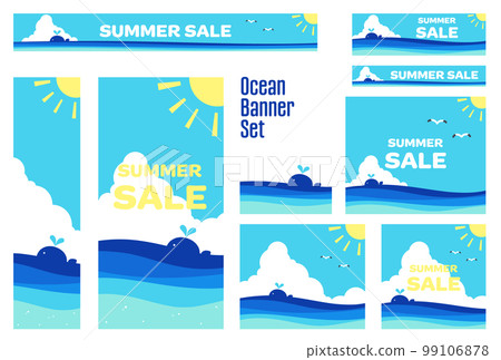 Banner set _ sea and whale 99106878
