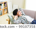 A young woman relaxing on the sofa Relax Nap Break Nap 99107358