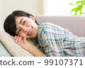 A young woman relaxing on the sofa Relax Nap Break Nap 99107371