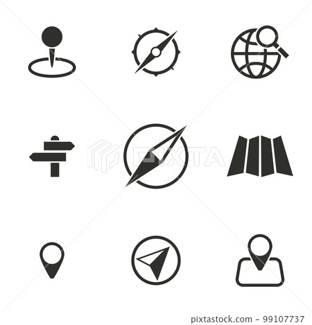 Vector illustration on the theme maps, location, navigation icons 99107737