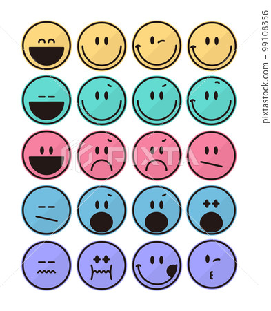 Simple vector illustration set of Nico-chan mark with various expressions 99108356
