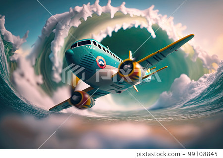 Low-flying toy plane and rough seas Low-flying toy plane and rough seas 99108845