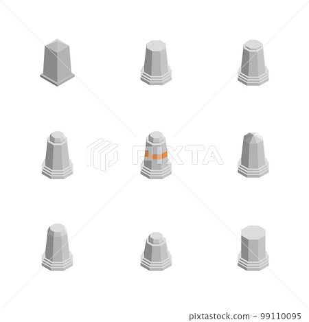 Concrete road poles, flat 3D vector illustration. 99110095