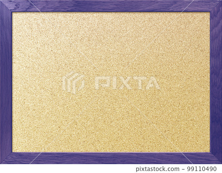 木質框架中帶有藍紫色邊框的淺棕色紋理軟木板背景圖像 木質框架中帶有藍紫色邊框的淺棕色紋理軟木板背景圖像 99110490