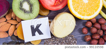 Various ingredients as source natural minerals, potassium, vitamin K and fiber. Healthy eating Various ingredients as source natural minerals, potassium, vitamin K and fiber. Healthy eating 99110598