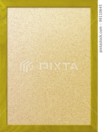 Vertical background image of a light brown textured corkboard with an ocher border in a wooden frame 99110645