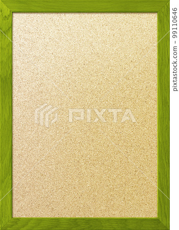 A vertical background image of a light brown textured corkboard with a dark yellow-green border in a wooden frame 99110646