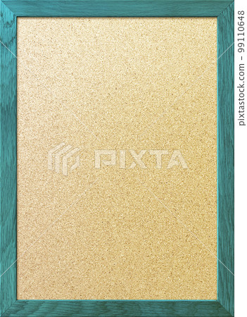 A vertical background image of a light brown textured corkboard with a turquoise border in a wooden frame 99110648