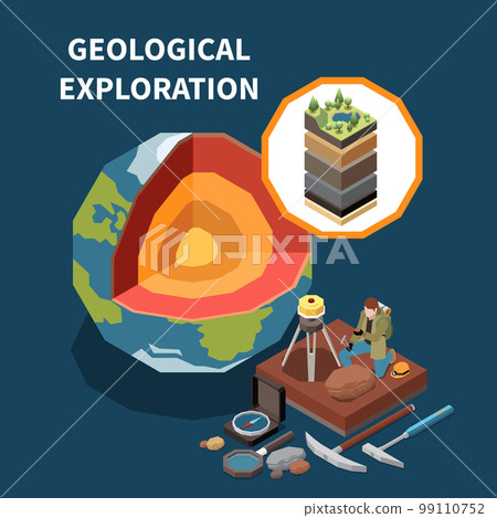 Geology Earth Exploration Isometric Colored Composition 99110752