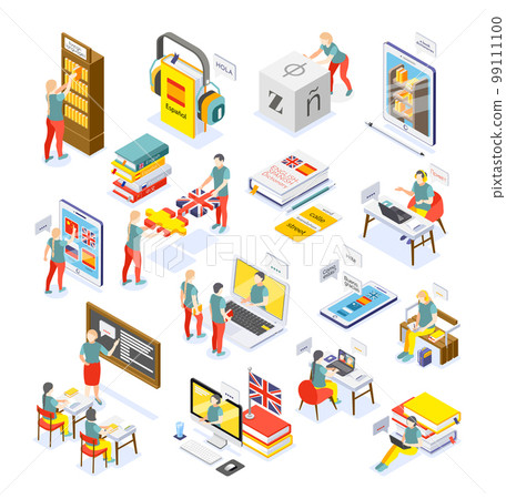 Language Courses Isometric Set 99111100