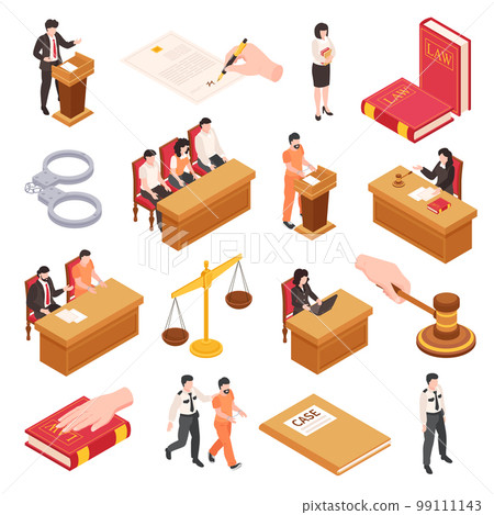 Law And Justice Isometric Set Law And Justice Isometric Set 99111143