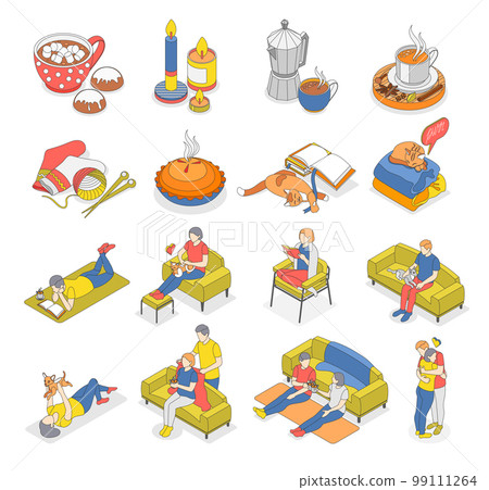 Hygge Lifestyle Isometric Icon Set 99111264