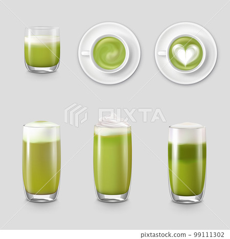 Matcha Glass Realistic Set Matcha Glass Realistic Set 99111302