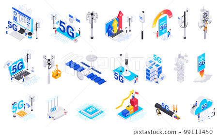 Internet 5G Technology Isolated Icons 99111450