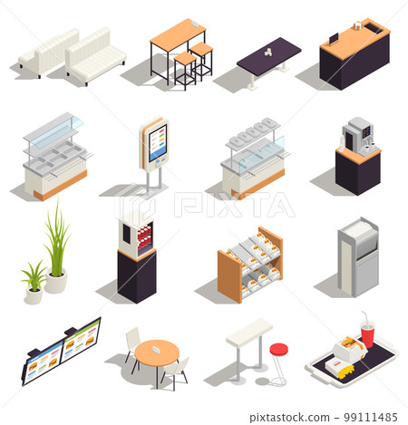 Food Court Colored Isometric Icon Set 99111485
