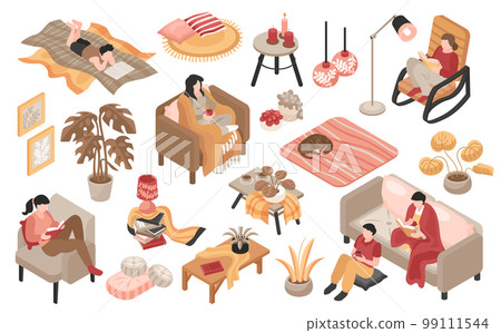 Isometric Cozy Home Icon Set 99111544