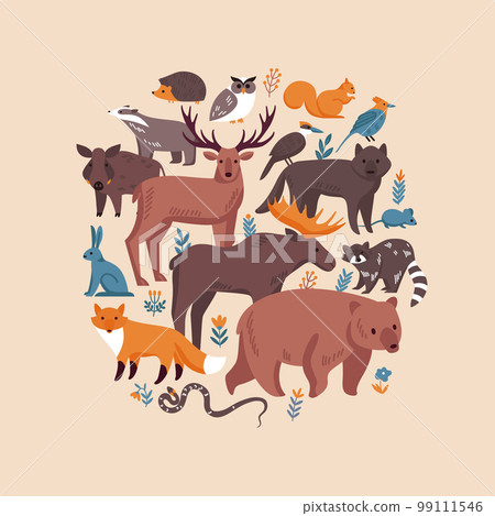 Forest Animals Circle Composition Forest Animals Circle Composition 99111546