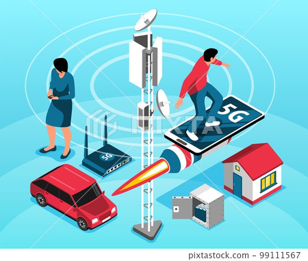 5g Internet Horizontal Illustration 99111567