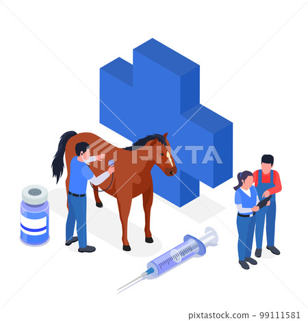 Isometric Farm Animals Veterinary Icon Set Isometric Farm Animals Veterinary Icon Set 99111581