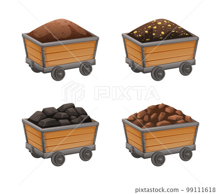 Mine Carts Cartoon Set 99111618