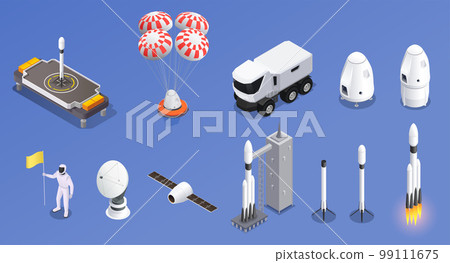 Space Program Isometric Icons 99111675