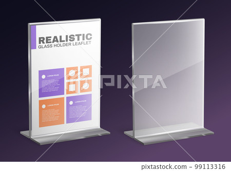Realistic Glass Holder With Leaflet Realistic Glass Holder With Leaflet 99113316