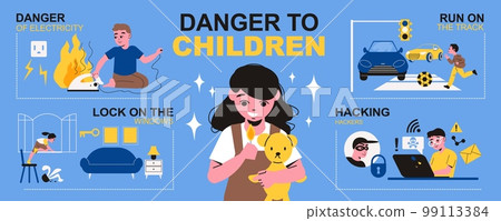 Danger To Children Infographics Layout 99113384