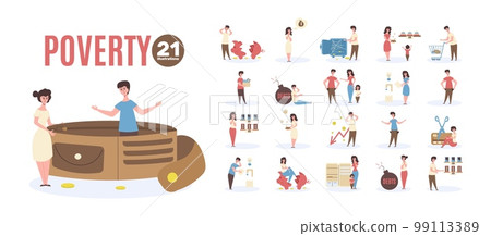 Poverty Flat Icon Set Poverty Flat Icon Set 99113389