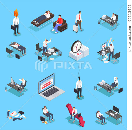 Burnout Depression Icon Set 99113491