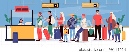 Tourists With Baggage At Departure 99113624