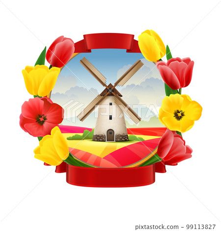 Mill Emblem Realistic Composition 99113827