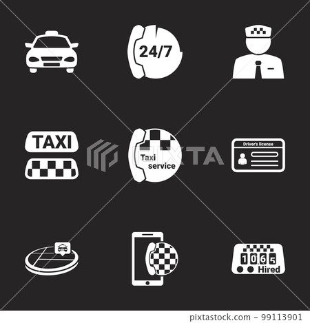 Icons for theme Taxi. Black background Icons for theme Taxi. Black background 99113901