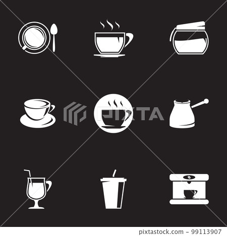 Icons for theme black coffee. Black background 99113907