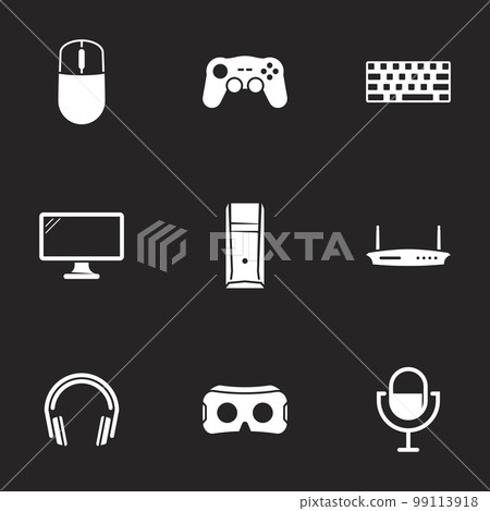 Icons for theme Game icons. Black background 99113918