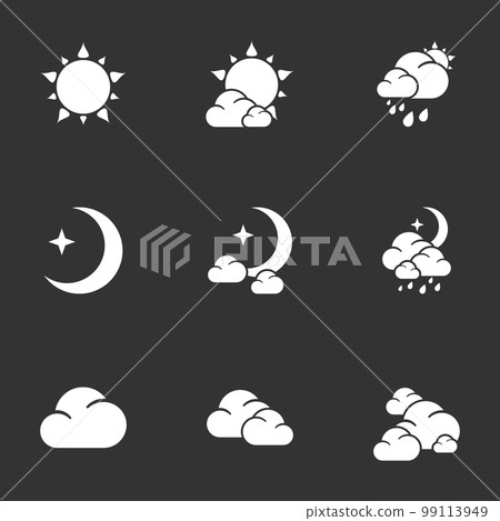 Icons for theme weather. Black background 99113949