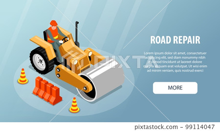 Asphalt Roller Horizontal Banner 99114047