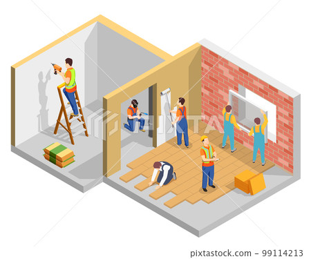 Construction Workers Isometric Construction Workers Isometric 99114213