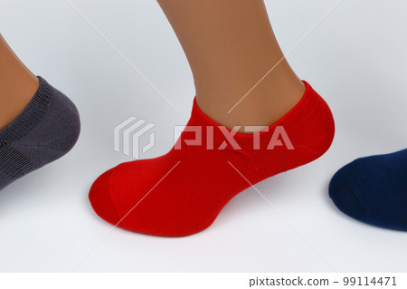 Socks on a white background. Socks on the leg. Socks on a white background. Socks on the leg. 99114471