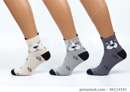 Socks on a white background. Socks on the leg. Socks on a white background. Socks on the leg. 99114591