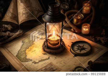 Old map and compass on the desk Old map and compass on the desk 99115089