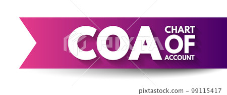 COA Chart of Account - index of all the financial accounts in the general ledger of a company, acronym text concept background 99115417