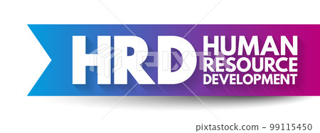 HRD Human Resource Development - improving the effectiveness of organizations and the individuals and teams, acronym text concept background 99115450